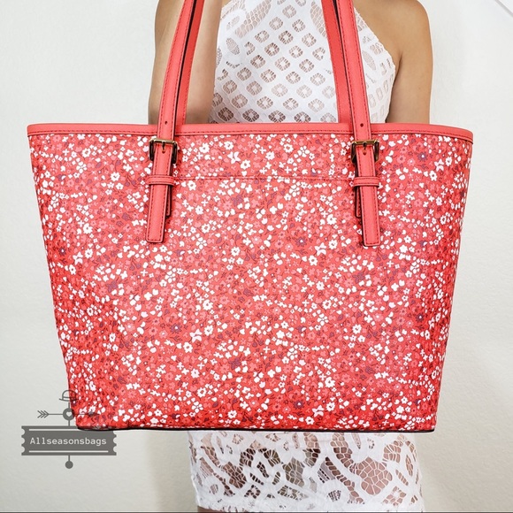 🔽 Michael Kors Jet set travel carryall tote red - Picture 3 of 5